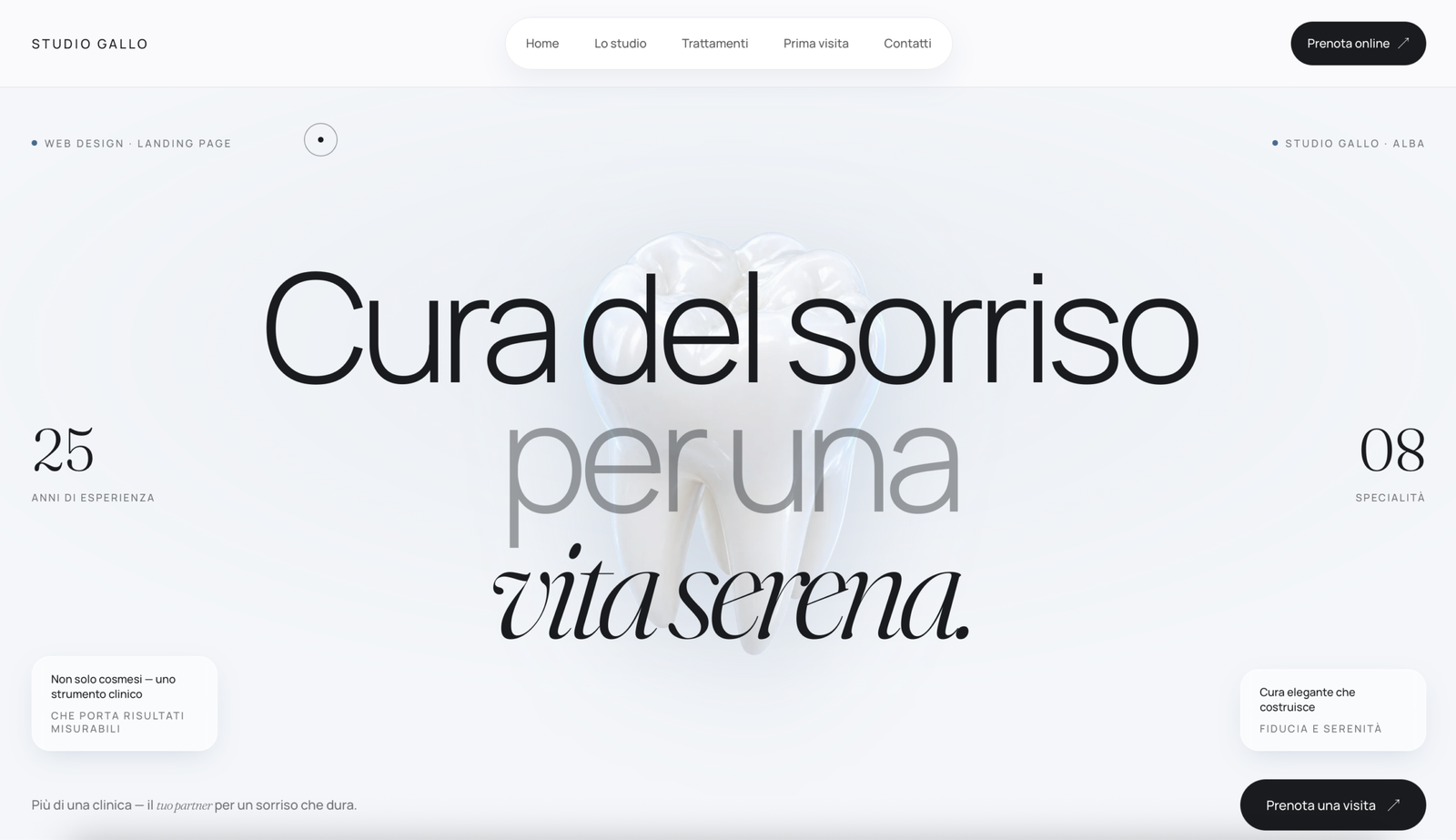 Homepage sito demo per studio dentistico