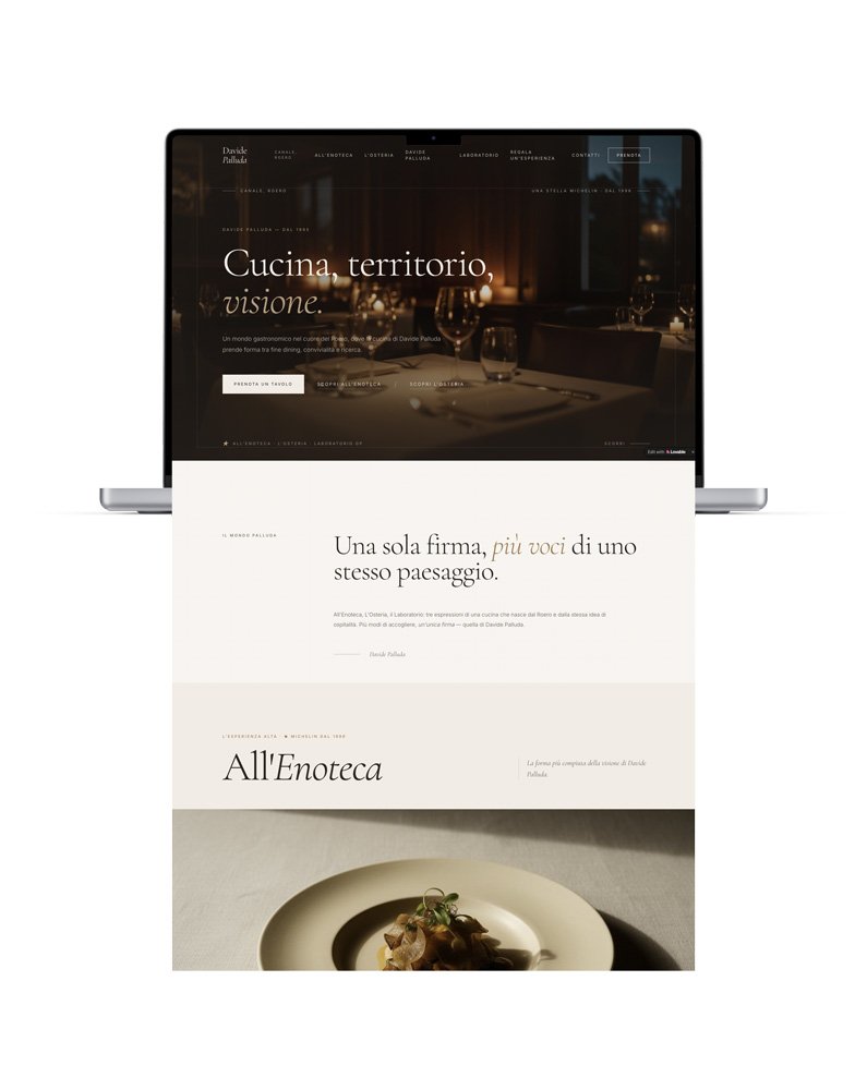 concept visivo sito web ristorante